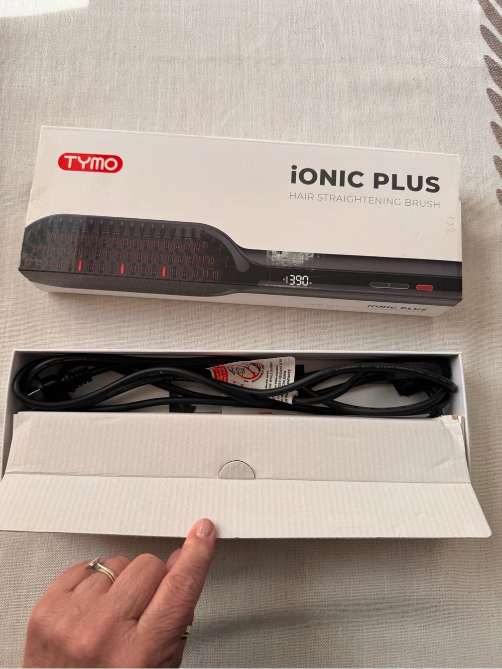 Tymo iONIC PLUS Hair Straightening Brush — White/Black - Picture 4 of 8